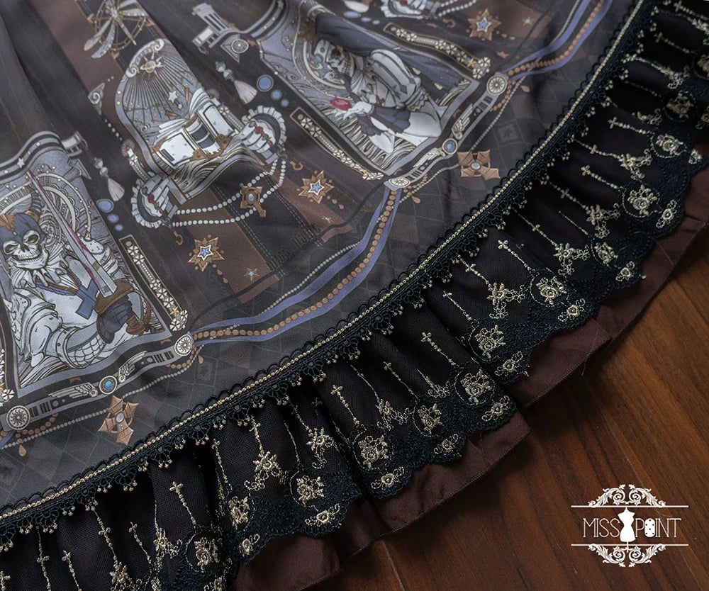 Miss Point - Demon Hunting Notes - Fishbone Gothic Lolita Skirt
