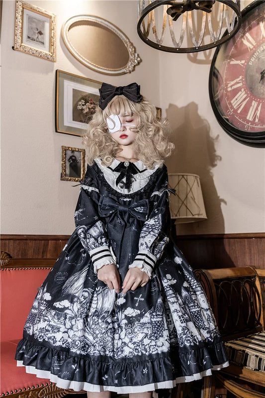 Sugar Girl - Nocturnal Castle - Gothic Lolita OP Dress, Back Zipper