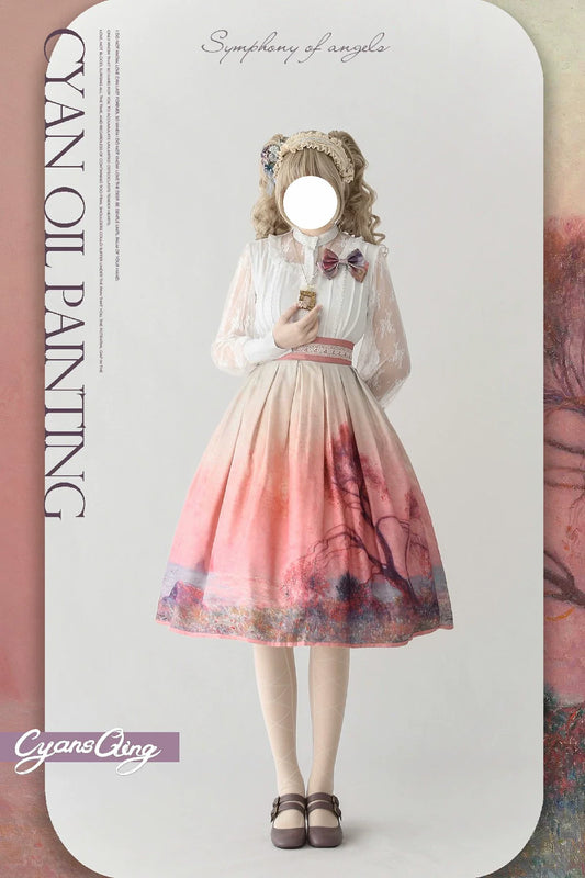 Cyan Lolita - Oil Painting Collection - Elegant Lolita Skirt Printed SK