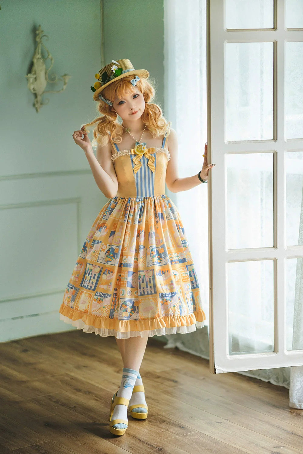 Miss Point - Daisy Lemon - Daily Lolita Lemon Print JSK Customized