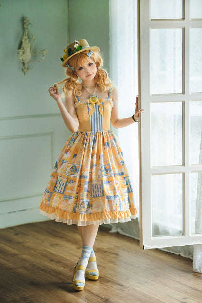Miss Point - Daisy Lemon - Daily Lolita Lemon Print JSK Customized