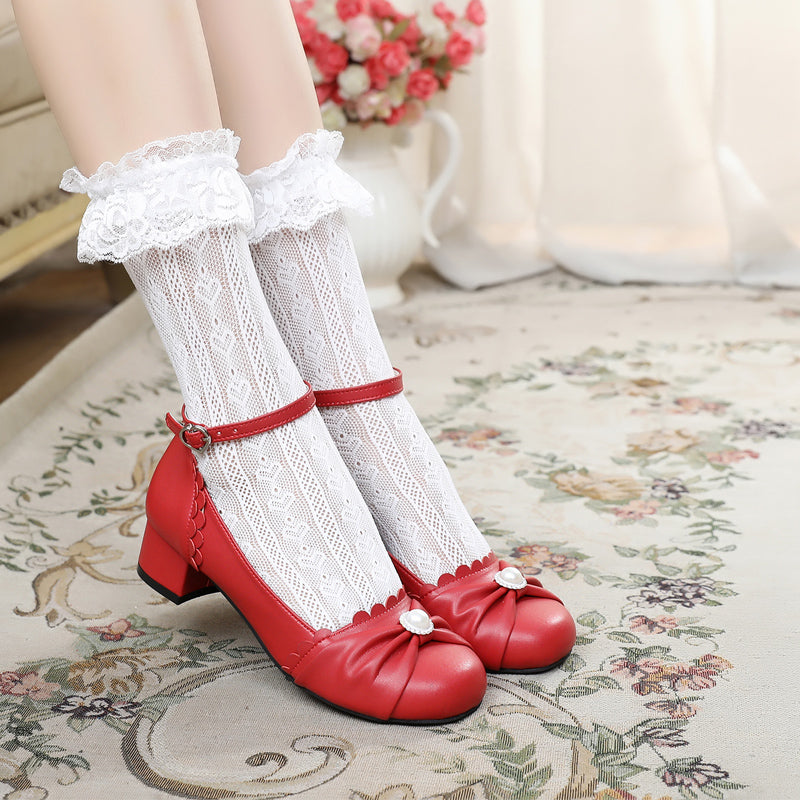 Sosic - Shell Dew - Sweet Lolita Bow Round Toe Shoes