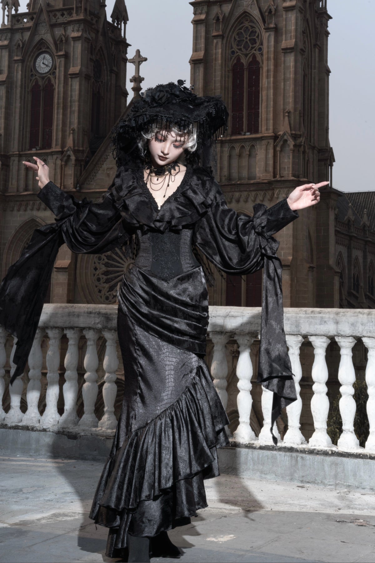 Muppet Mind Ben - Oracle - Gothic Lolita Mermaid Long Drape Skirt with Fishbone Corset