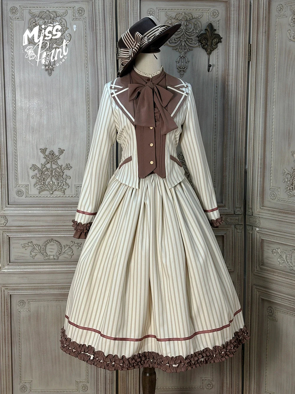 Miss Point - Classical Chocolate - Classic Lolita Skirt Elegant Striped SK