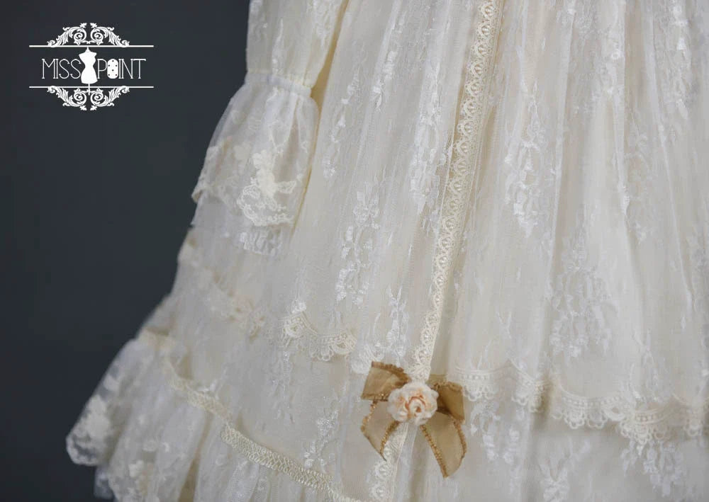 Miss Point - Dawn Girl - Reto Elegant lolita OP Dress Lace Long Sleeve