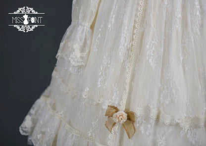 Miss Point - Dawn Girl - Reto Elegant lolita OP Dress Lace Long Sleeve