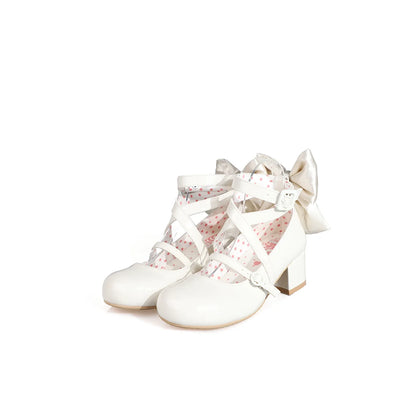 MODO - Follow in the Moonlight - Sweet Lolita Round Toe Shoes with Large Bow