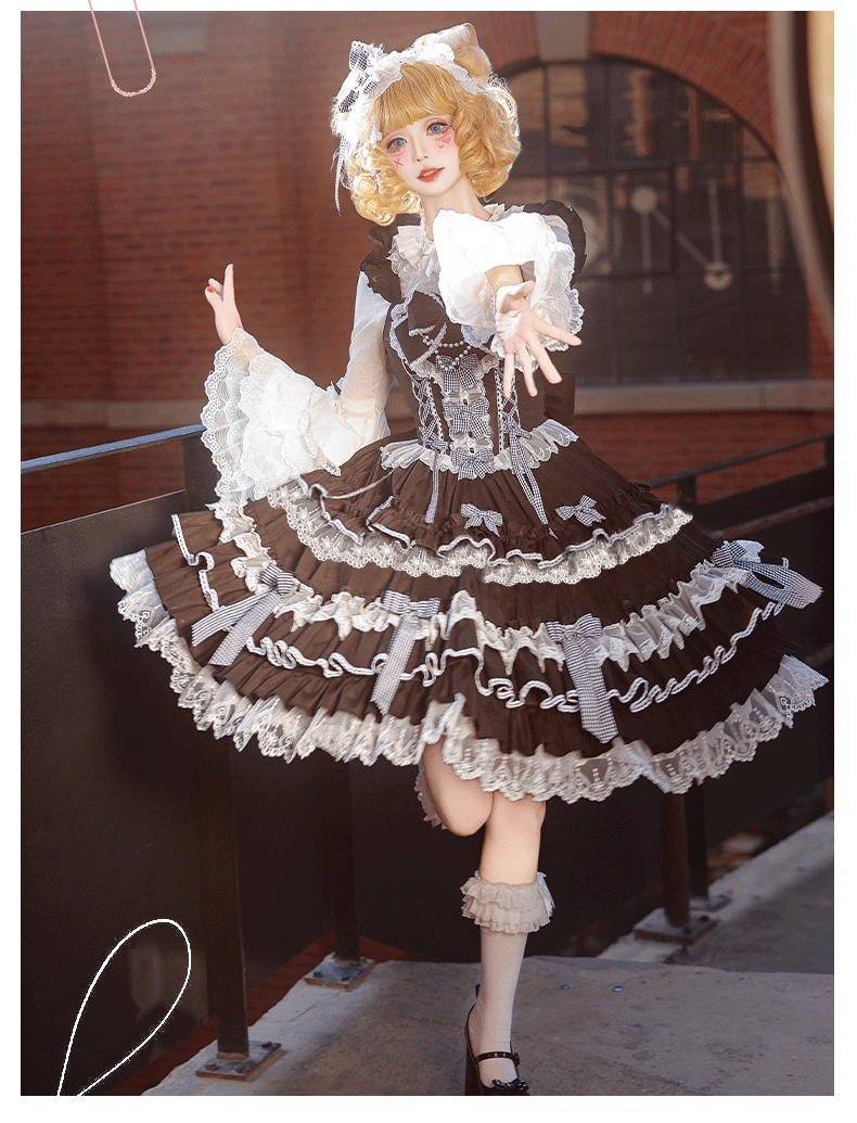 ZhiJinYuan - Love Notebook - Old School Lolita JSK Vintage Doll Tiered Dress