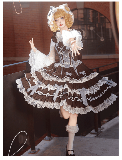 ZhiJinYuan - Love Notebook - Old School Lolita JSK Vintage Doll Tiered Dress