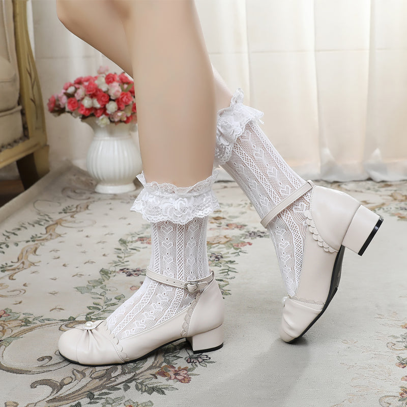 Sosic - Shell Dew - Sweet Lolita Bow Round Toe Shoes