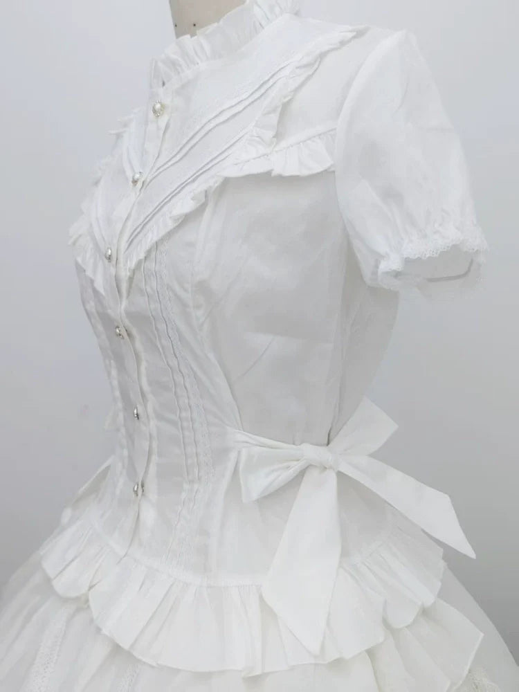 Sweet Angel - Elegant Lolita Short Sleeve Shirt, Waist Defining