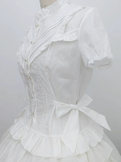 Sweet Angel - Elegant Lolita Short Sleeve Shirt, Waist Defining