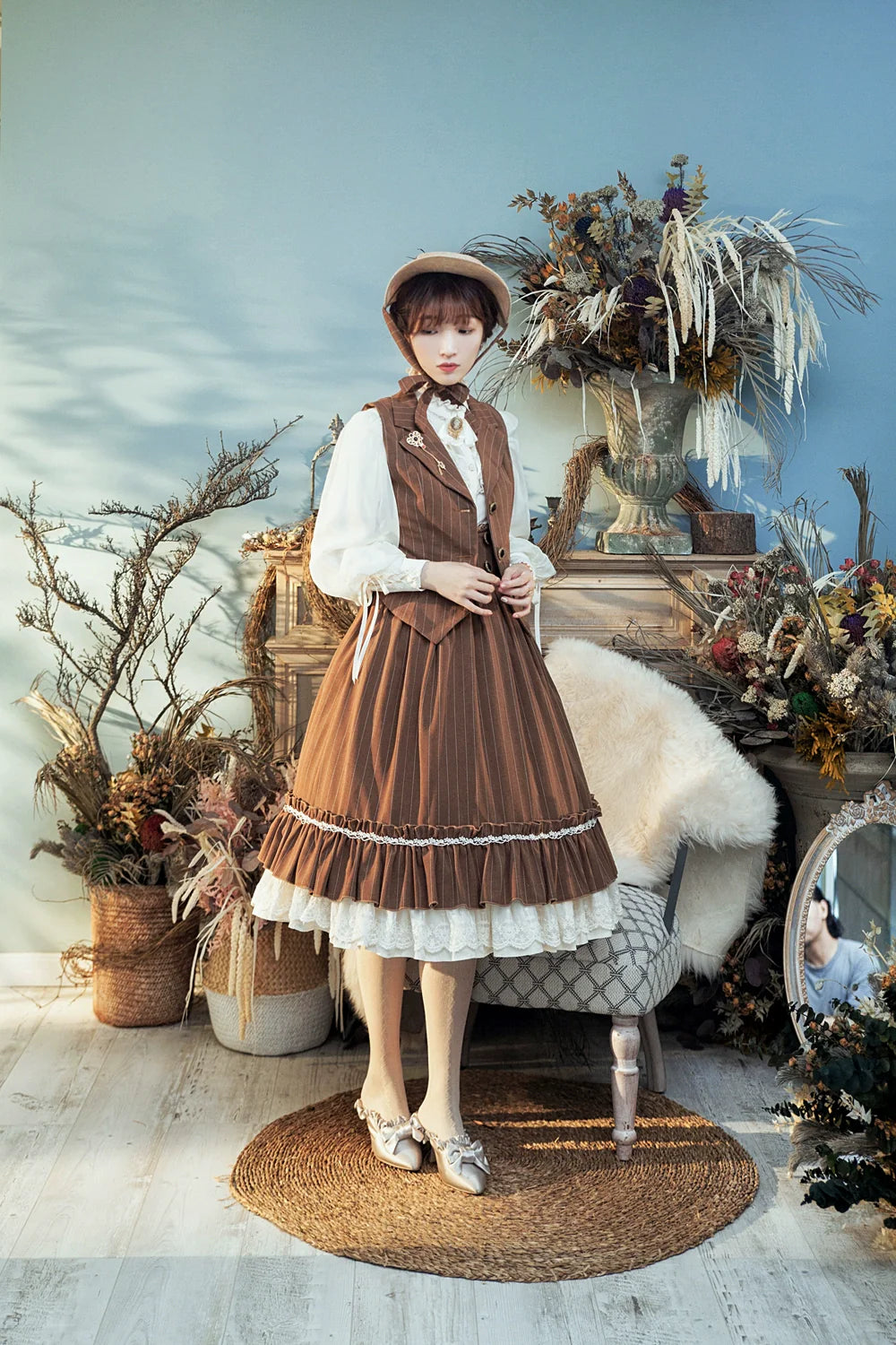 Miss Point - Rose Doll - Elegant Lolita Striped Fishbone Skirt