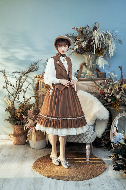 Miss Point - Rose Doll - Elegant Lolita Striped Fishbone Skirt