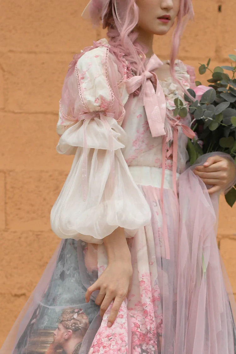 Balladeer - Classic Lolita Shirt Puff Sleeves Open Shoulder Blouse