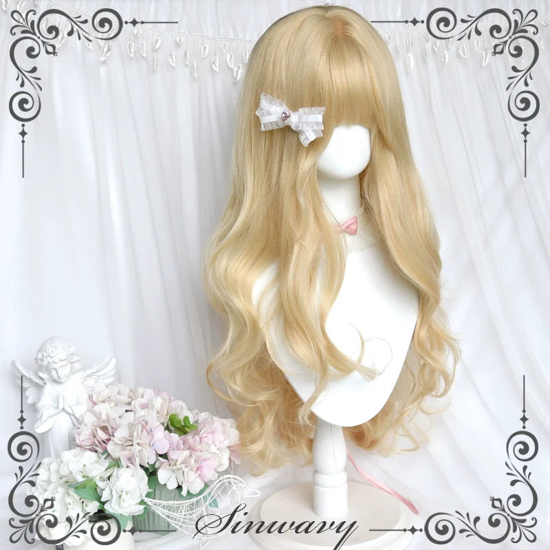 Sinwavy - Elegant Lolita Platinum Wig Long Curly Layered Wig