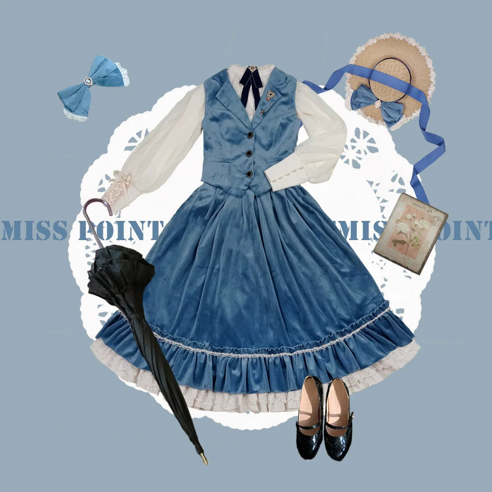 Miss Point - Rose Doll - Retro Lolita Vest Velvet Lolita Waistcoat