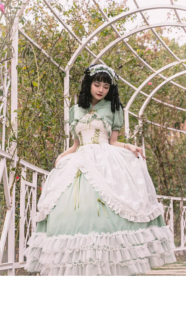 Daydream Whisper - Toting Basil - Plus Size Wedding Lolita Dress Green Bridal JSK