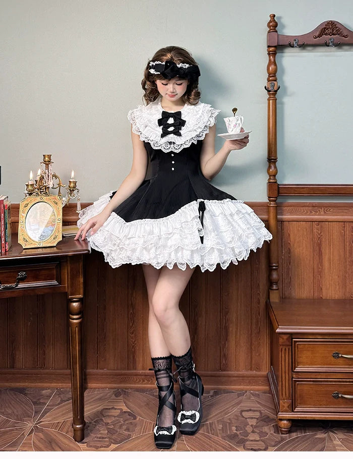 Alice Girl - Arrogant Miss - Sweet Lolita Jumper Dress with Tiered Lace Dress