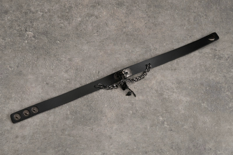 Strange Sugar - Gothic Lolita Choker Faux Leather Rose Pendant Necklace