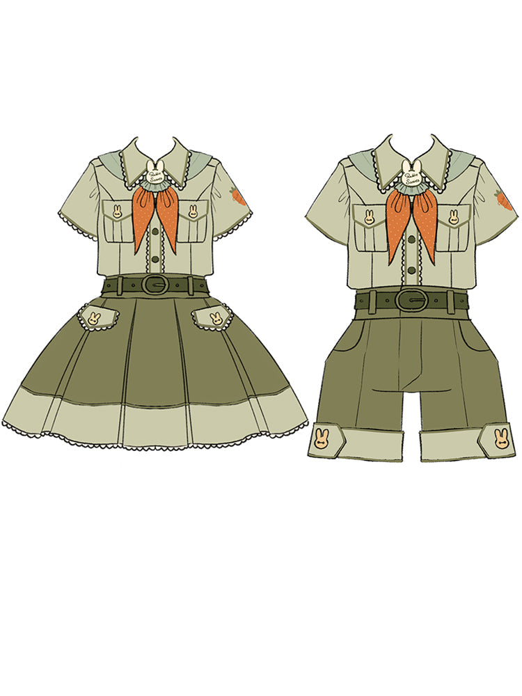 Piggy Bun - Bunny Trip - Ouji Lolita Green Cute Suits