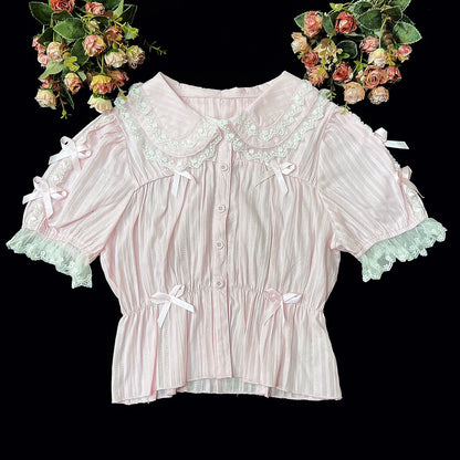 DMFS Lolita - Sweet Lolita Shirt Doll Collar Blouse High-waisted