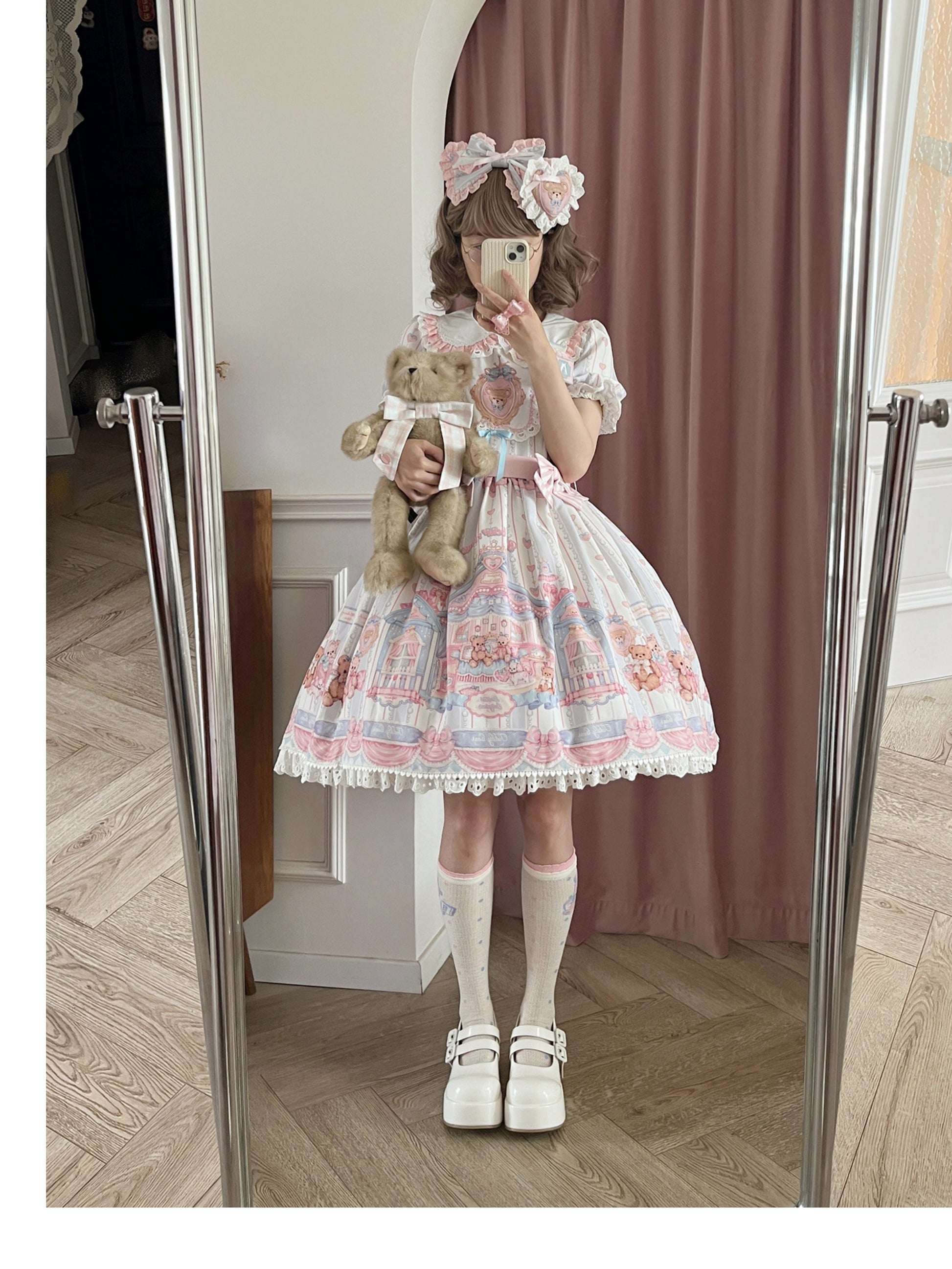 Eternity Spring - Barbie Bear - Sweet Lolita Bear Print JSK and OP
