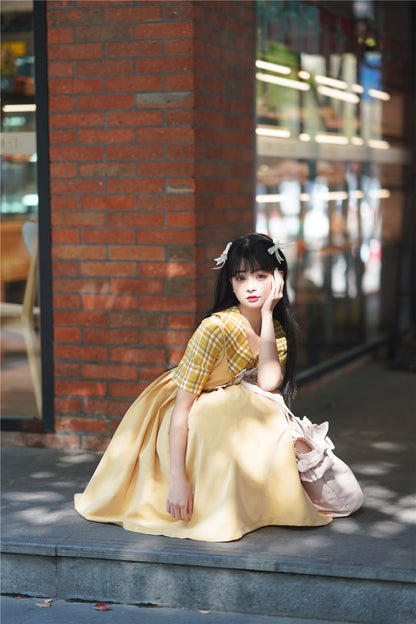 EESSILY - Macaron Waffle - Kawaii Lolita Short Sleeve Summer OP