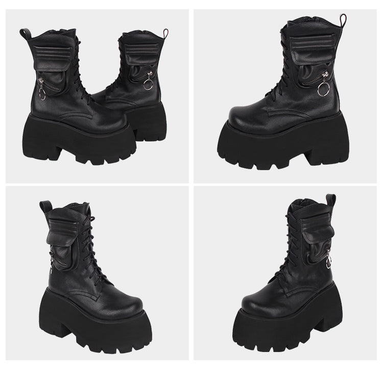 Angelic imprint - Gothic Lolita Black Leather Platform Shoes