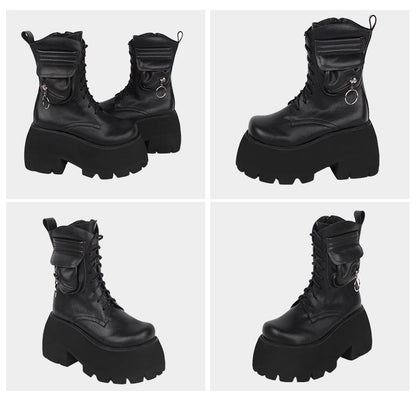 Angelic imprint - Gothic Lolita Black Leather Platform Shoes