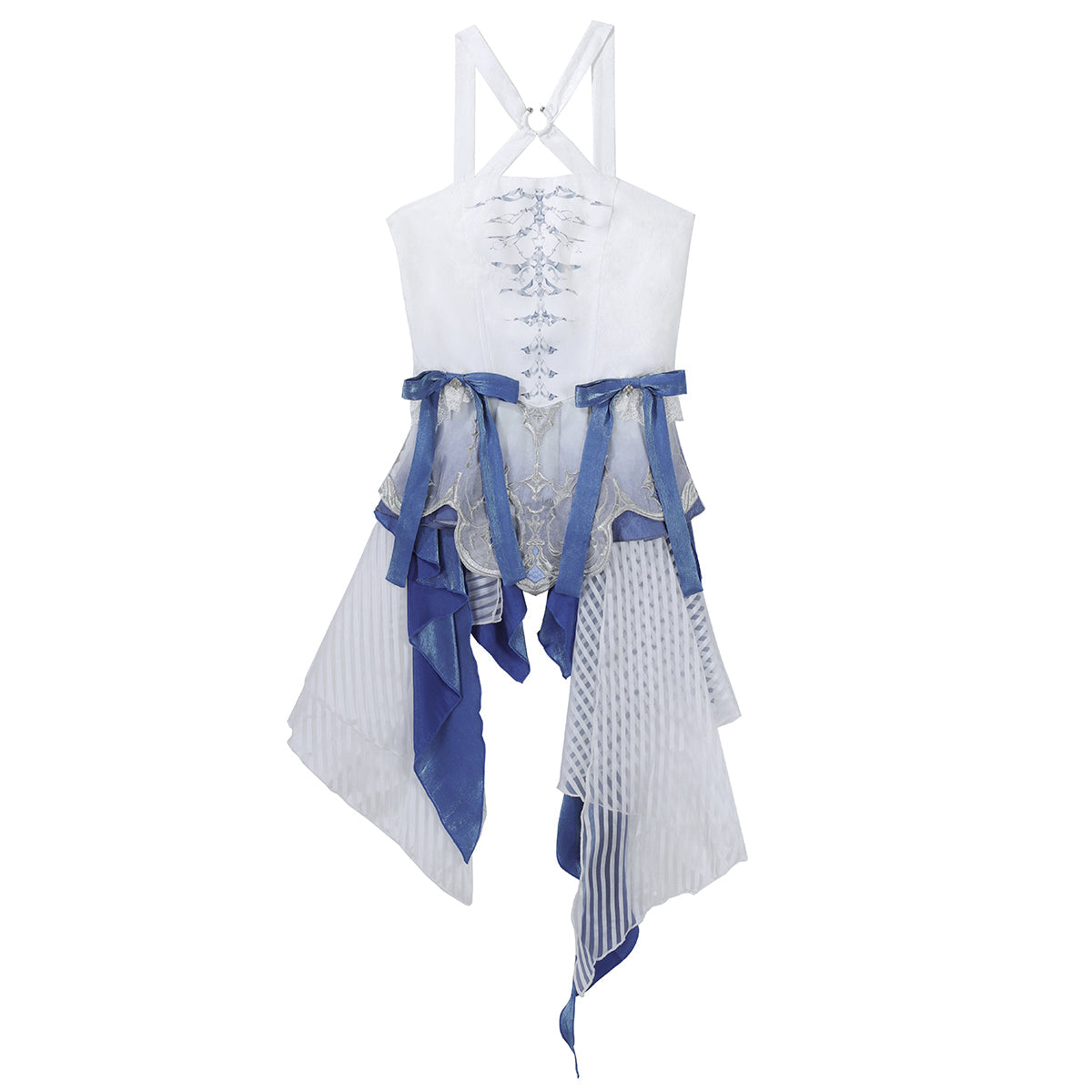 Designer's Gift - Blue Dragon Bone - Ouji Lolita Shorts Suit with Embroidery and Trailing