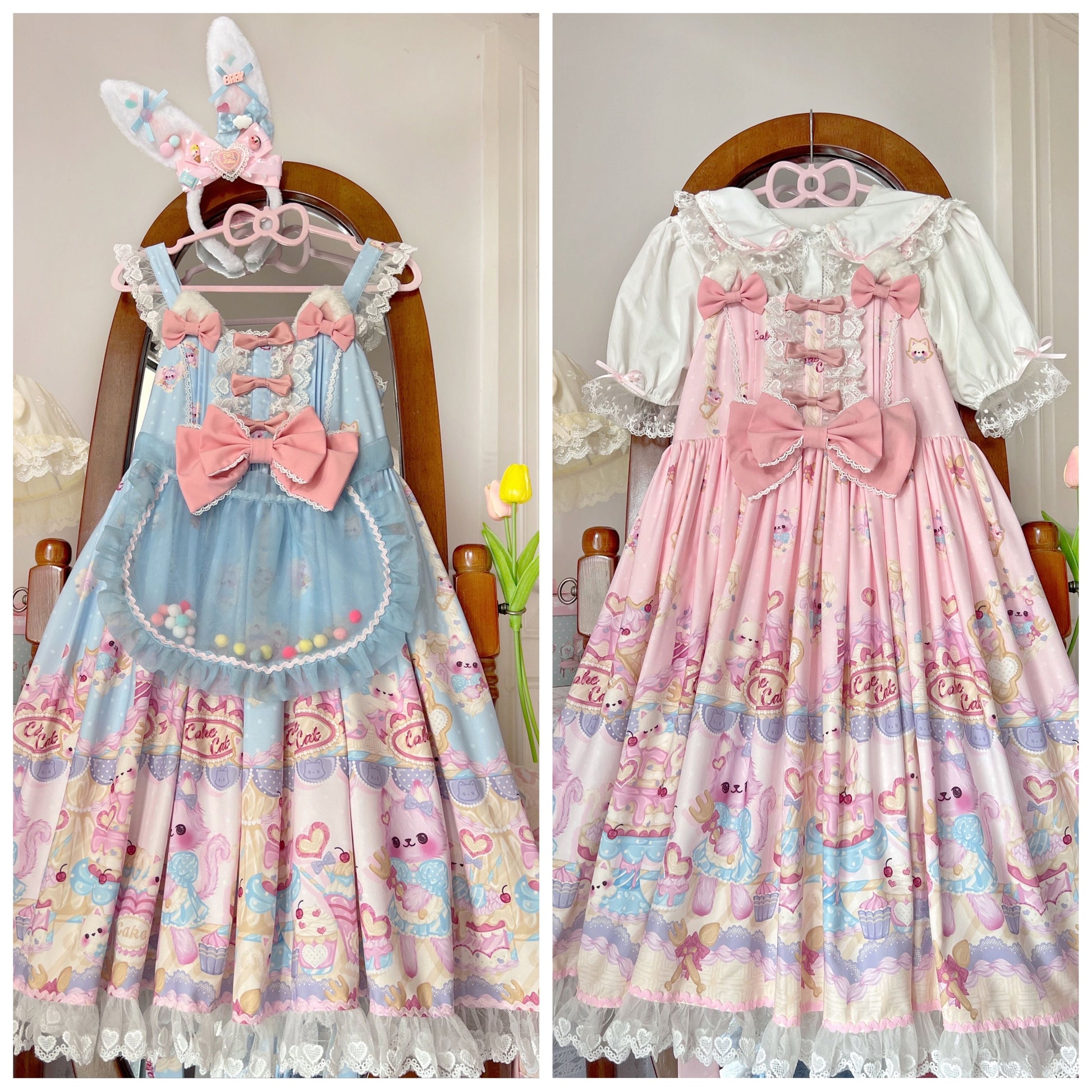 Sugar Girl - Kawaii Lolita Sweet JSK Dress, Cat Printed
