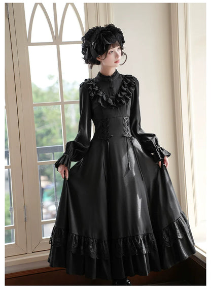 With PUJI - White Daylight - Elegant Lolita Long Sleeve OP Dress, Side Zipper