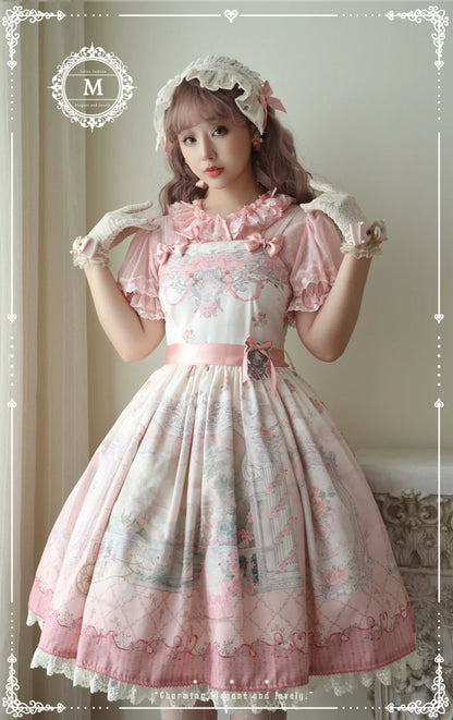 Moon River - Swan Lake Mirror - Pink Sweet Lolita Print JSK Dress