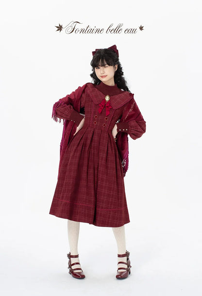 ZeeYe - Maple Dan Bai Lu - Classic Lolita Plaid Dress Long Sleeved OP