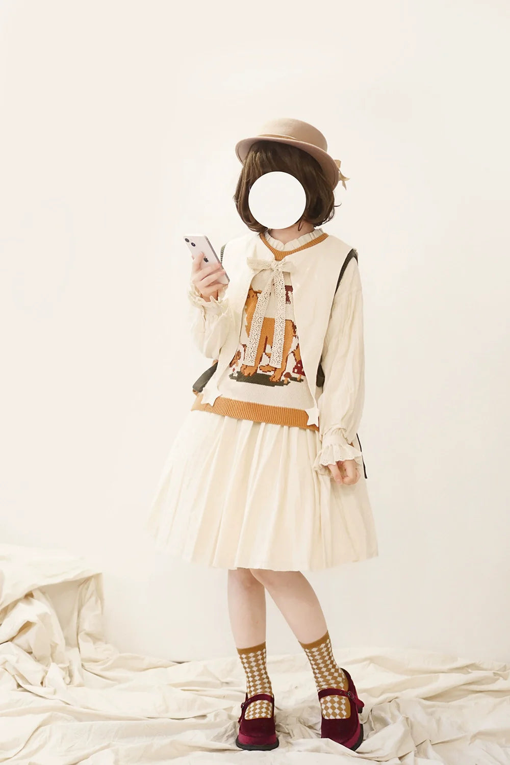 Miss Point - Chubby Fox in the Forest - Kawaii Lolita Vest Customized Lolita Sweater