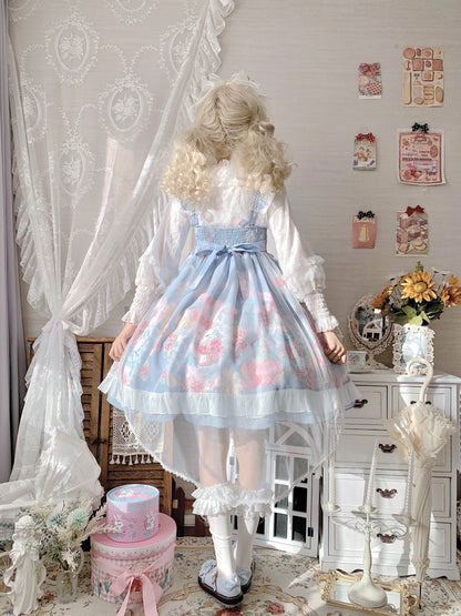 Sugar Girl - Sweet Lolita Summer JSK Dress, Wreath Bunny Printed