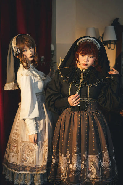 Miss Point - Demon Hunting Notes - Fishbone Gothic Lolita Skirt