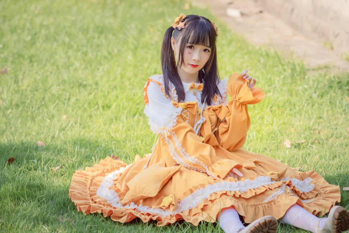 Aurora Kiss - Daily Lolita Winter Dress, Long Sleeve almony Aurora Kiss - Daily Lolita Winter Dress, Long Sleeve almony