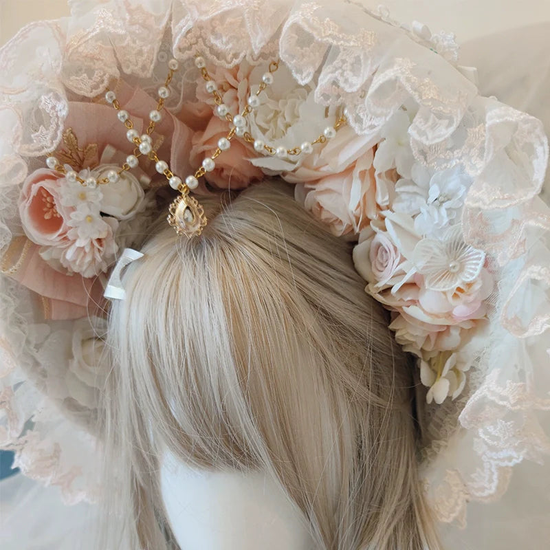 Cat Fairy - Elegant Lolita BNT Handmade Tea Party Necklace and Feather Fan