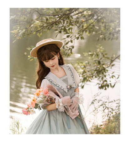 EESSILY - Afternoon Courtryard - Kawaii Lolita Summer Embroidery OP