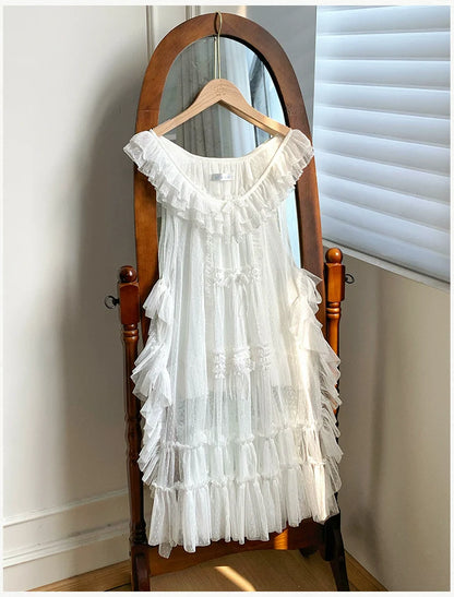 With PUJI - Letters and Poetry - Classic Lolita Tulle Over-Skirt for Summer