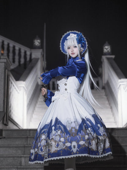 Nn Star - Dragonbone Lily - Dragon Skeleton Print Gothic Lolita Bust-supporting JSK and BNT