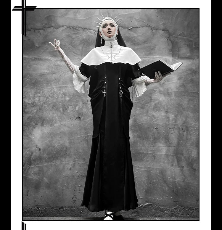 CHUNLV LOLITA - Night Cathedral - Halloween Nun Lolita OP Suit Gothic Dress Set