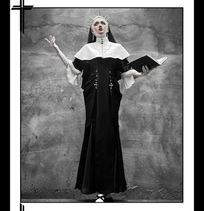 CHUNLV LOLITA - Night Cathedral - Halloween Nun Lolita OP Suit Gothic Dress Set