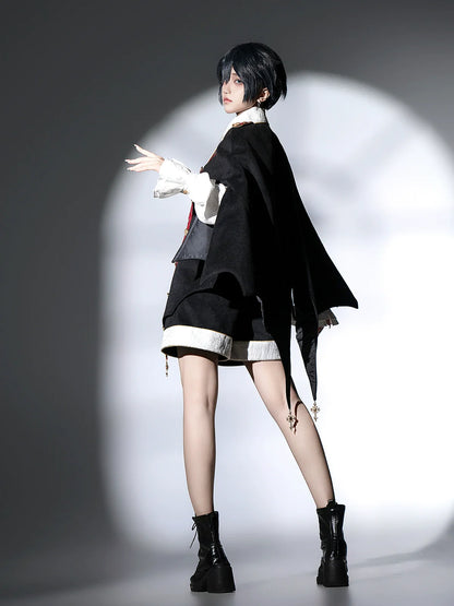 Your Princess - Vampire Youth - Ouji Lolita Bat Shaped Cape Set, Gold Embroidery & Red Accents