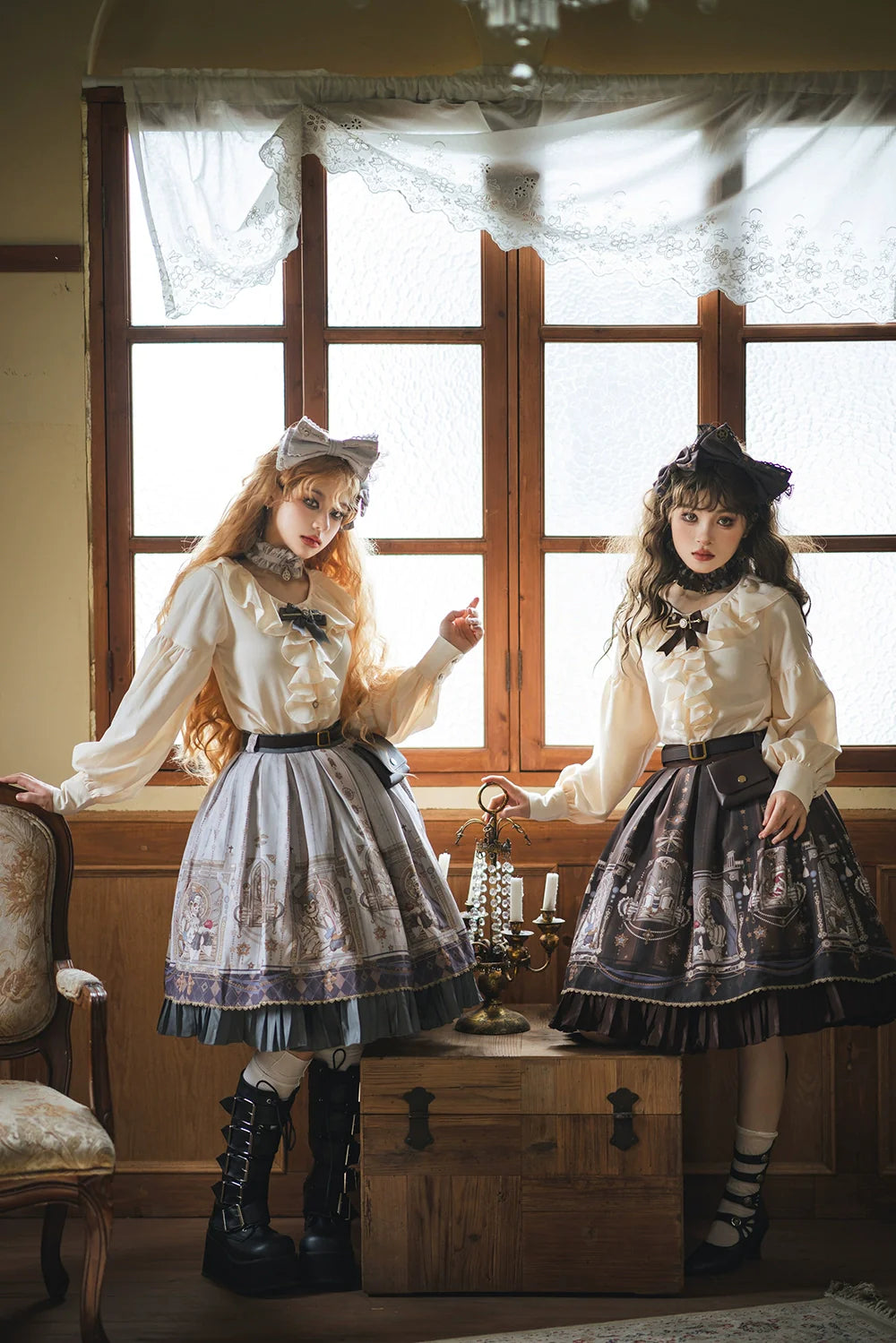 Miss Point - Demon Hunting Notes - Gothic Lolita Cross Print Short Skirt