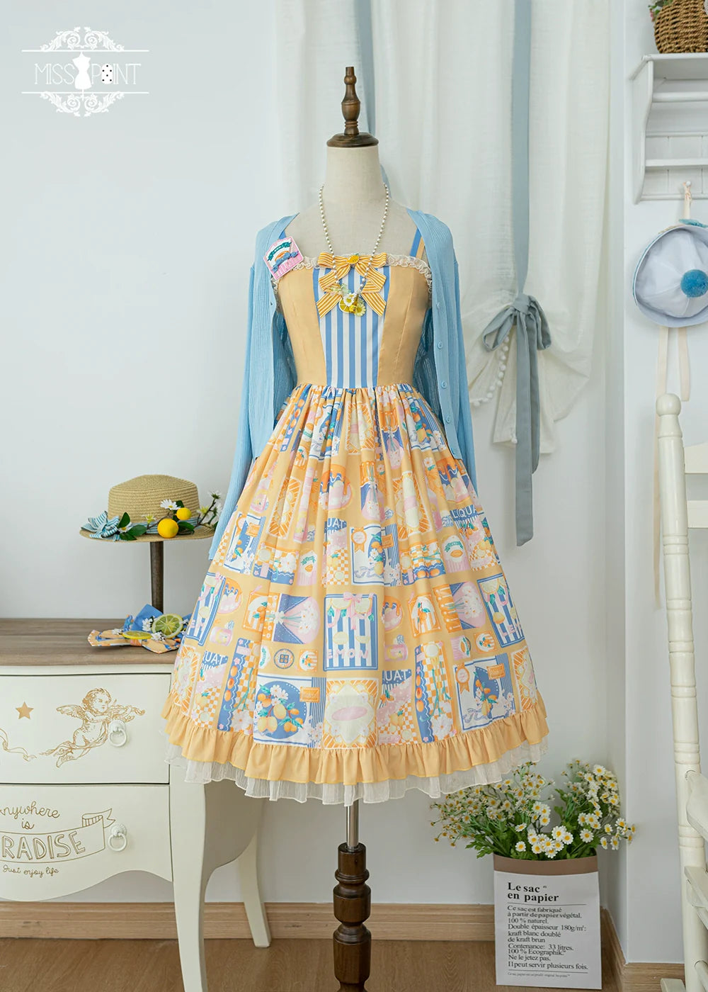 Miss Point - Daisy Lemon - Daily Lolita Lemon Print JSK Customized