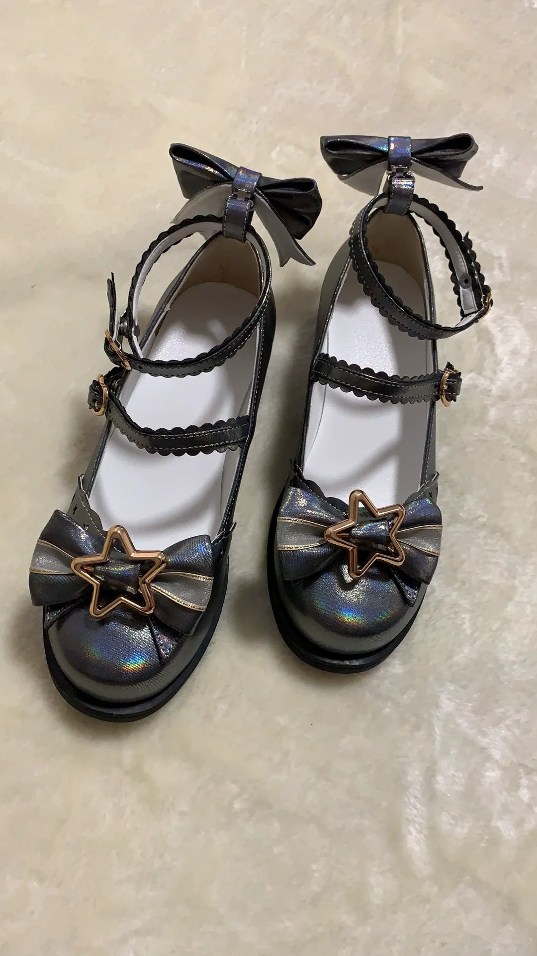 Bubble Cat - Dreamy Starry - Sweet Lolita Shoes Low Heel Bow Shoes