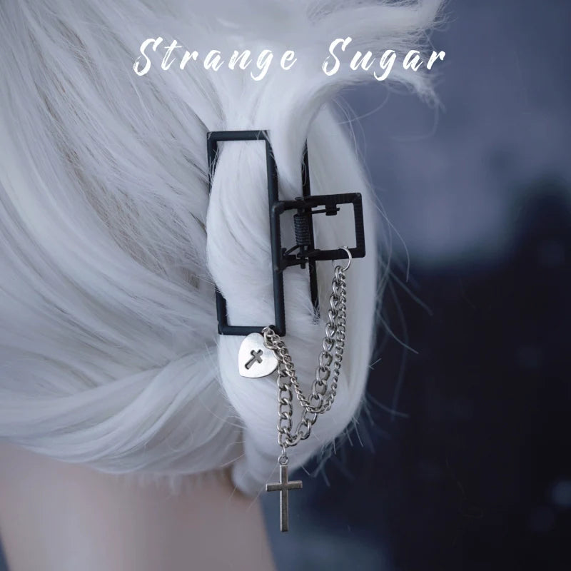 Strange Sugar - Gothic Lolita Hair Clip Alloy Bow Cross Lolita Claw Clip Accessories